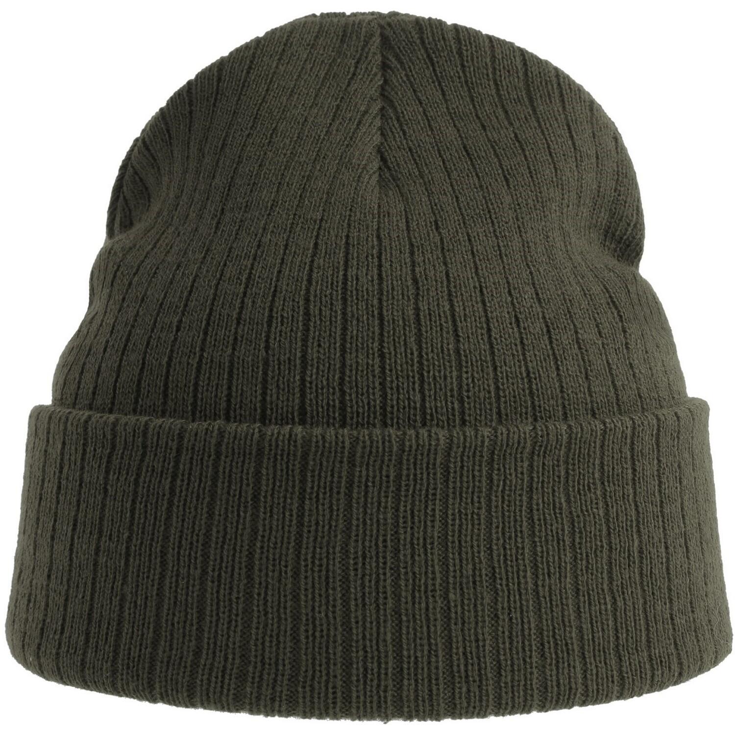 Unisex Adult Rio Ribbed Recycled Beanie (Olive) 3/3