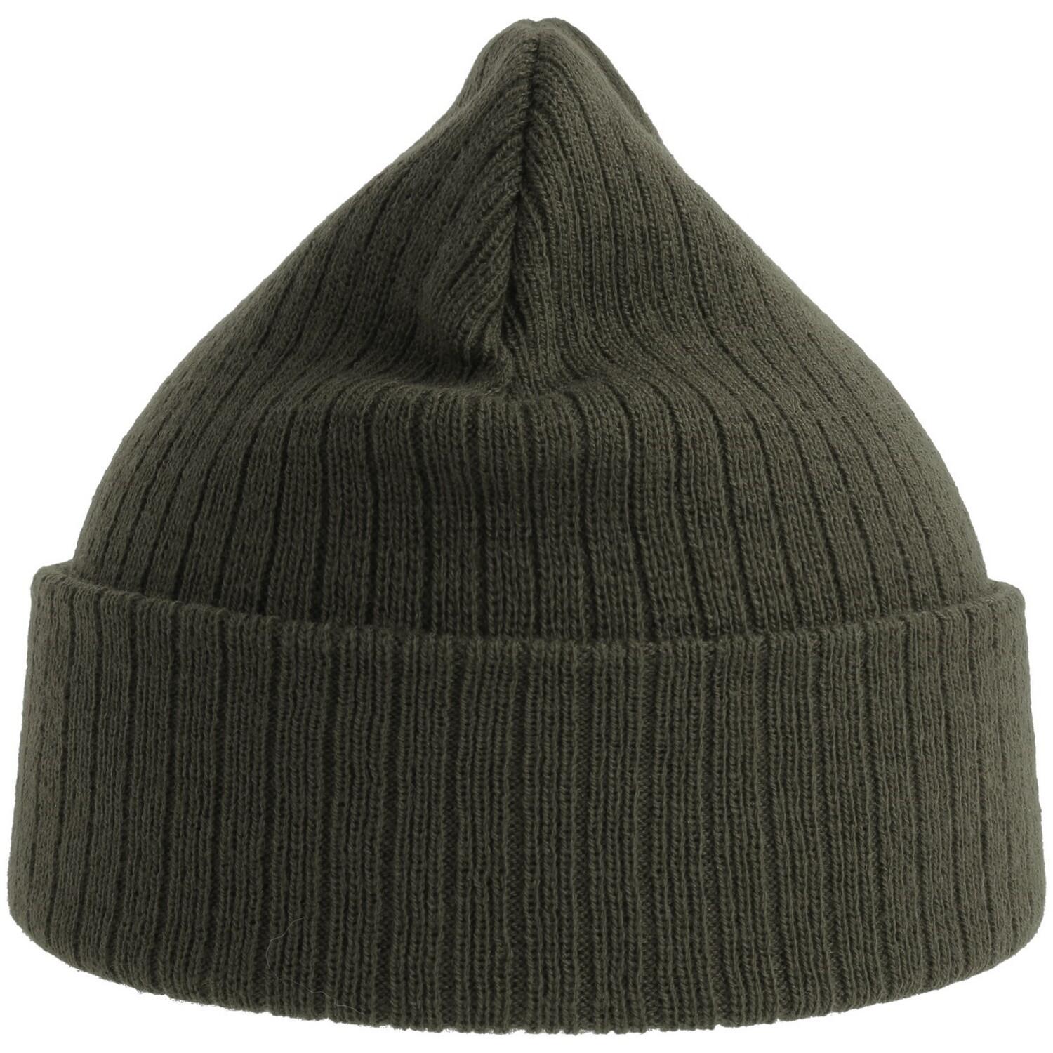 Unisex Adult Rio Ribbed Recycled Beanie (Olive) 2/3