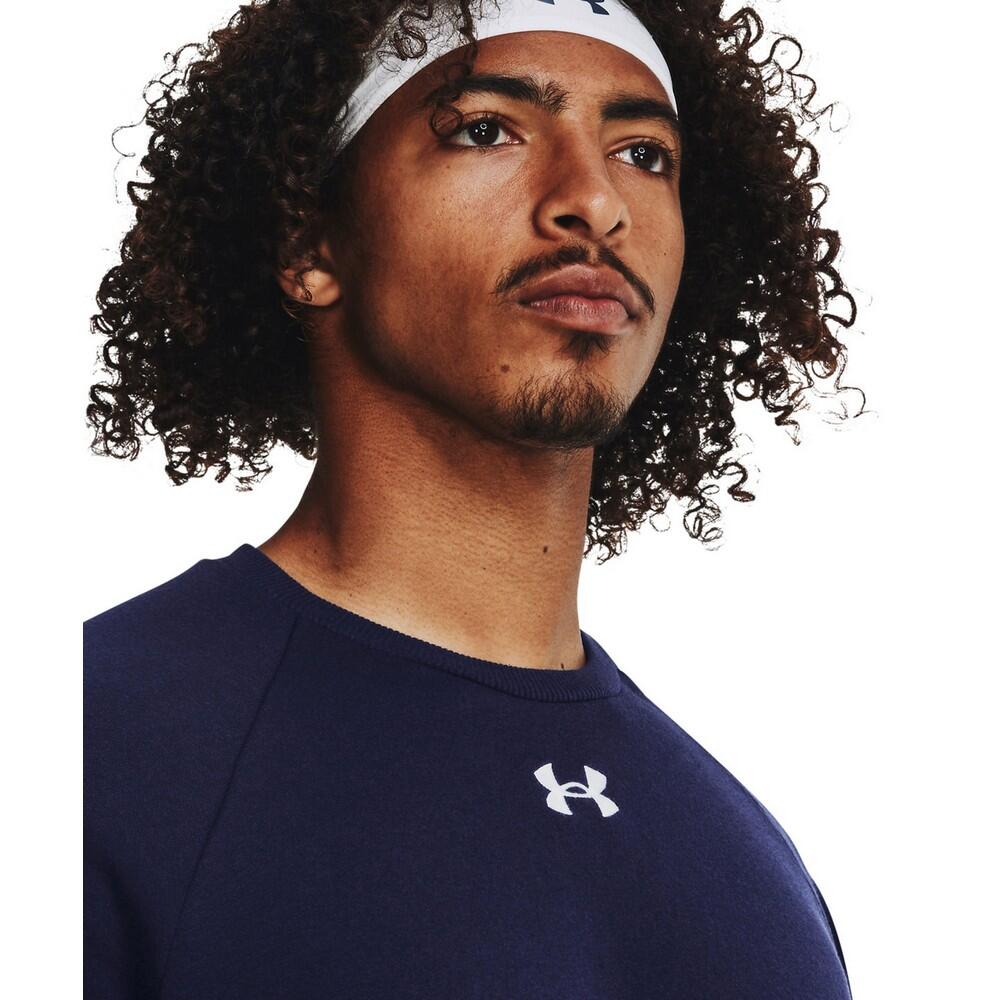 Felpa Girocollo Adulto Unisex Under Armour Rival Blu Navy Notte Bianco 4/4