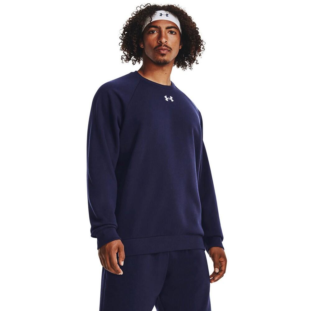 Felpa Girocollo Adulto Unisex Under Armour Rival Blu Navy Notte Bianco 3/4
