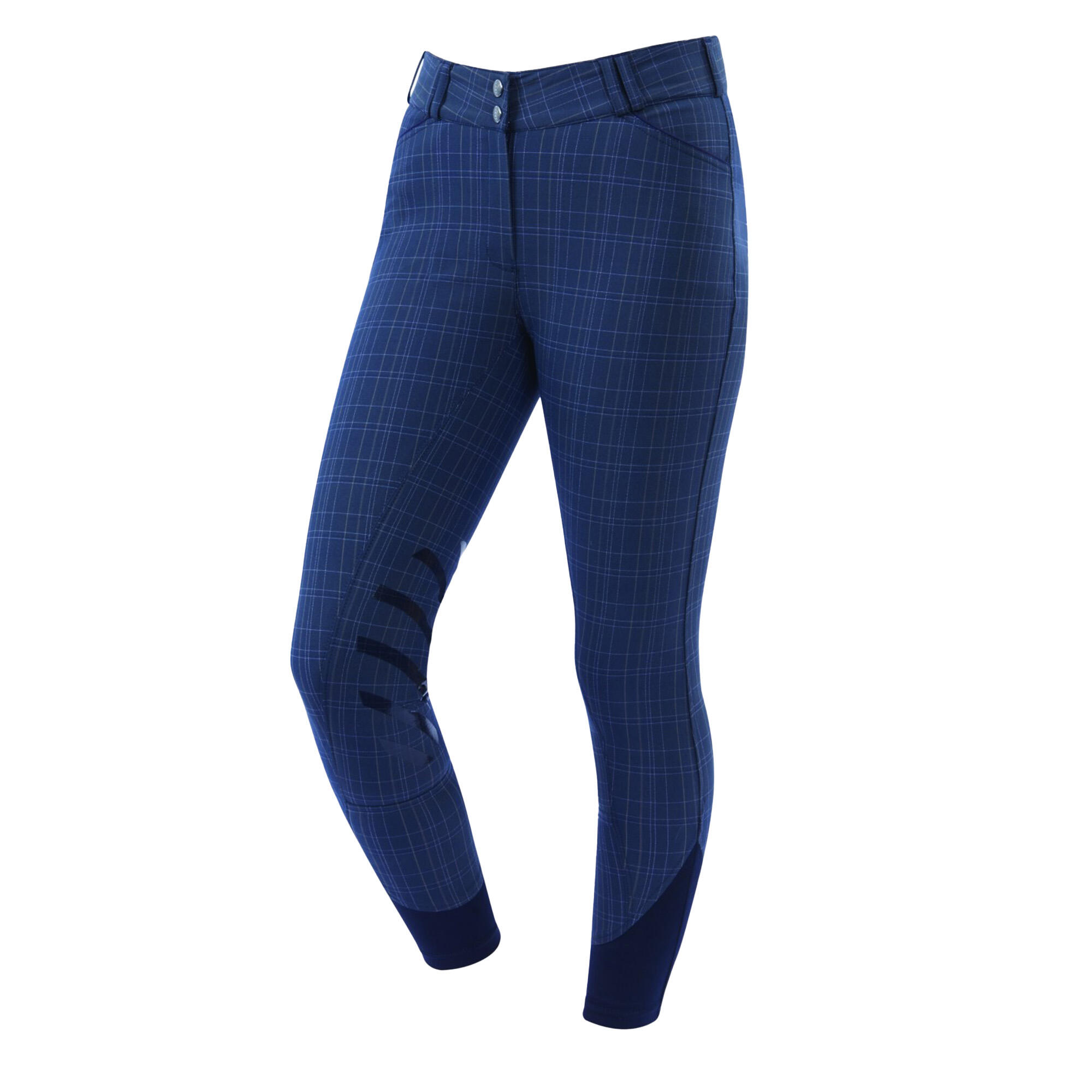 DUBLIN Womens/Ladies Prime Gel Knee Patch Breeches (Navy Plaid)