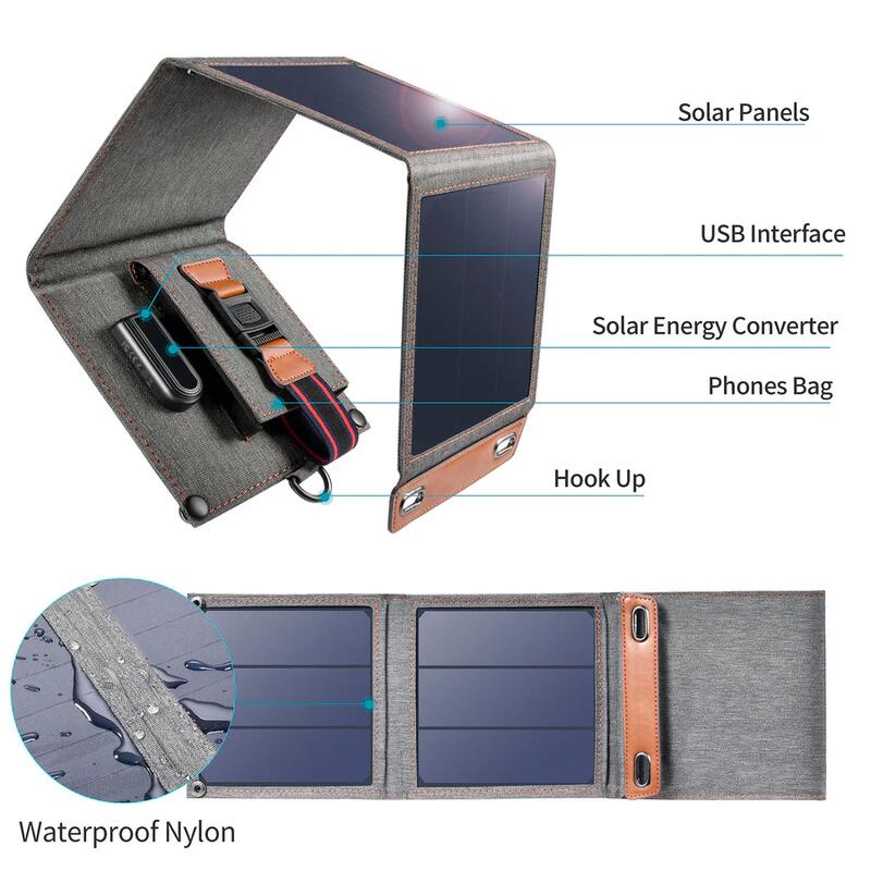 Panel solarny turystyczny kempingowy  Choetech słoneczna ladowarka 14W USB