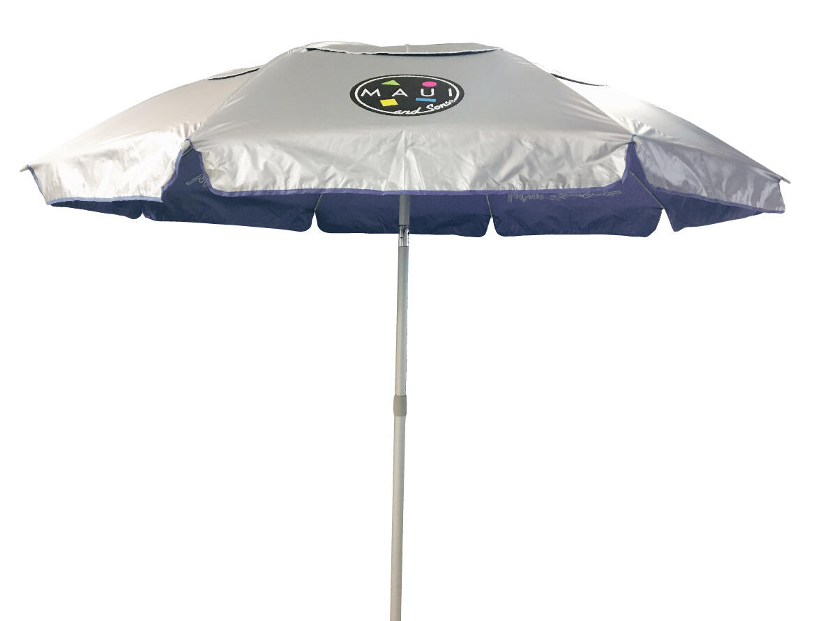 Umbrelă plajă Maui & Sons 190 cm, UltraLight, rabatabilă, UPF50+, gri/mov
