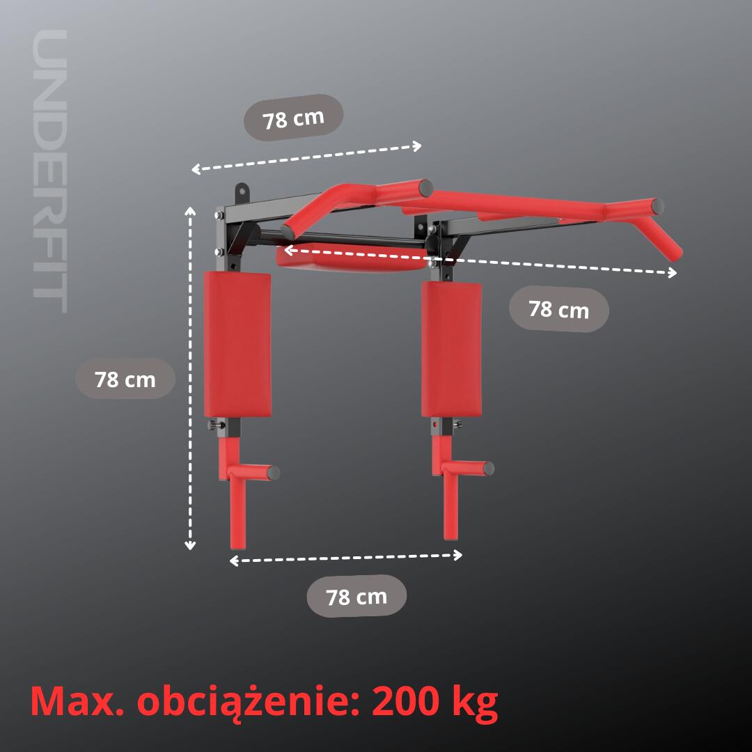 Drążek i poręcze 2w1 do ściany lub drabinki UNDERFIT 6/6