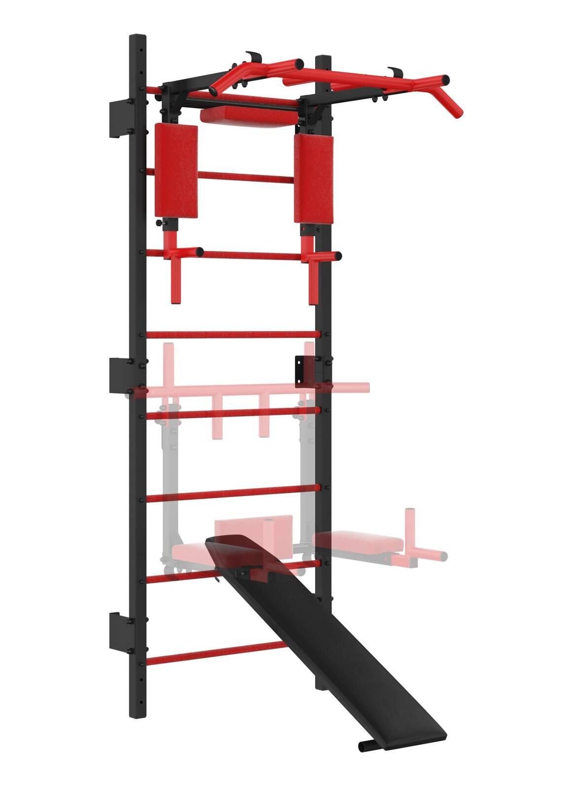 Drabinka gimnastyczna metalowa UNDERFIT 228 x 110 cm z drążkiem, poręczami 2w1 i 6/6