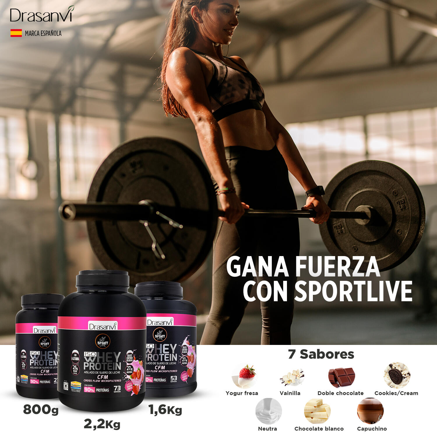 Whey Protein Isolate Sport Live - Yogur Fresa - 800Gr 4/6