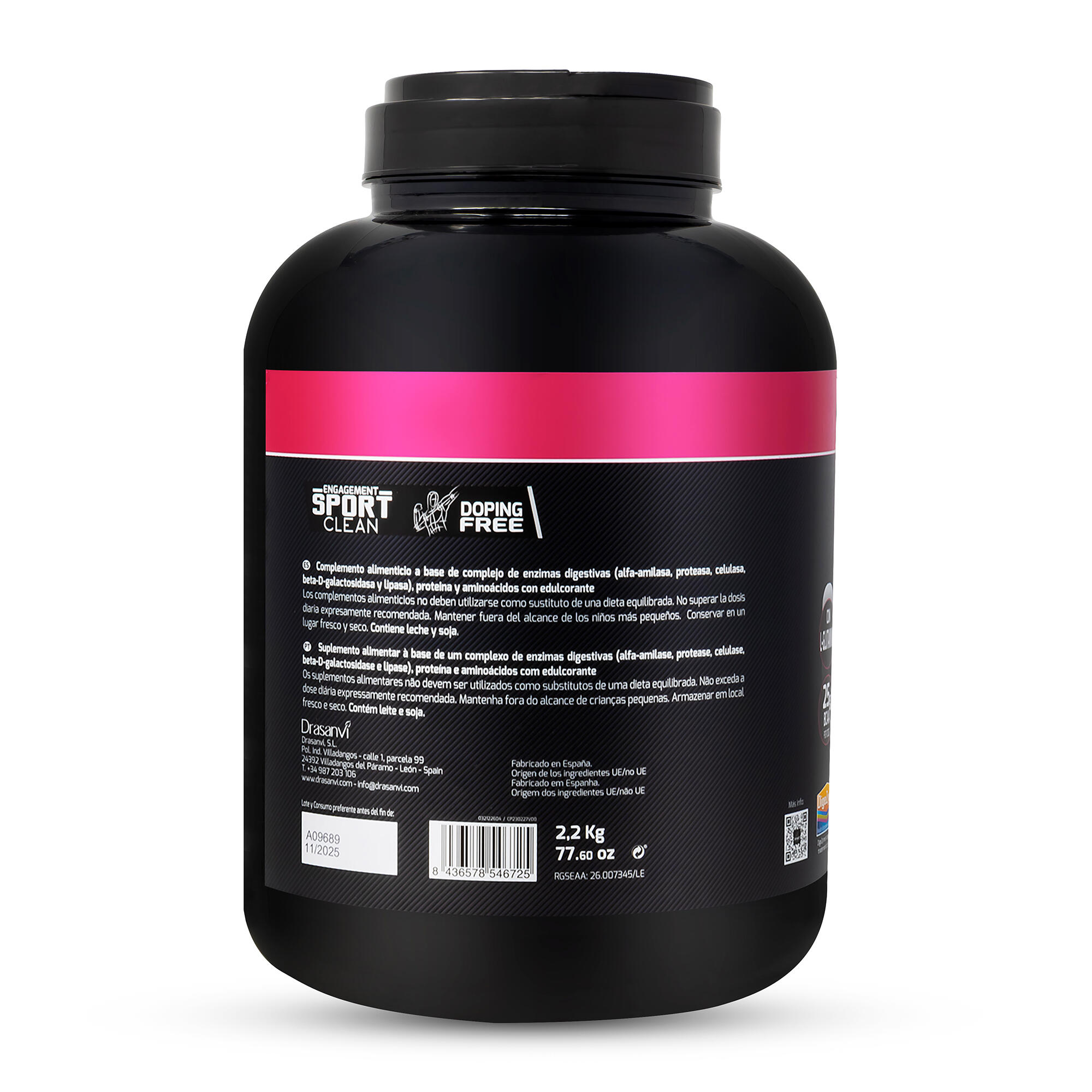 Whey Protein Isolate Sport Live - Yogur Fresa - 2,2Kg - DRASANVI 3/6