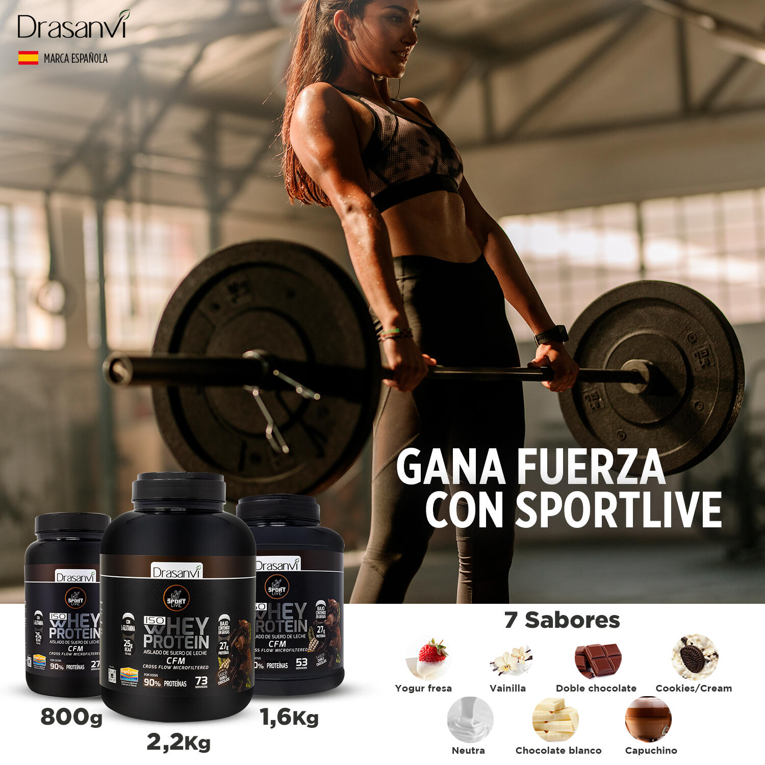 Whey Protein Isolate Sport Live - Doble Chocolate - 800Gr 4/6