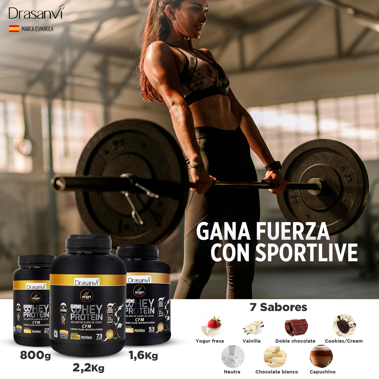 Proteína Whey Isolada Sport Live - Bolachas e Creme - 800Gr - DRASANVI 4/6