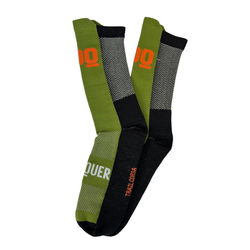 Calcetines Trail Running Rejilla Quitina Reforzados Trail Corsa Mooquer Verde