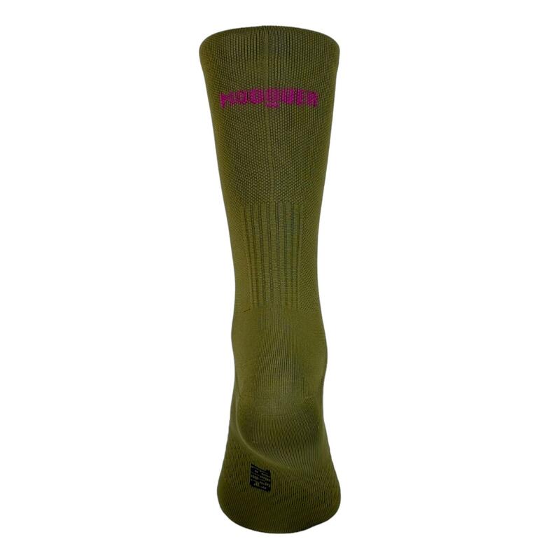 Calcetines de Ciclismo Altos Transpirables Bordados Classy Evo II Mooquer Verde