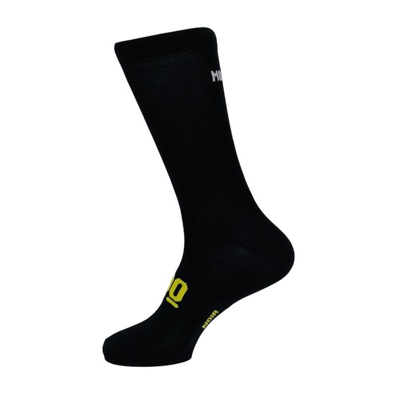 Chaussettes de cyclisme hautes respirantes brodées Classy Evo II Mooquer noir