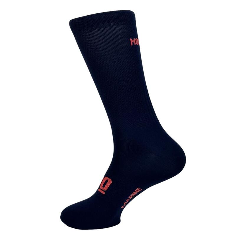 Chaussettes de Cyclisme Hautes Brodées Classy Evo II Mooquer Bleu Marine