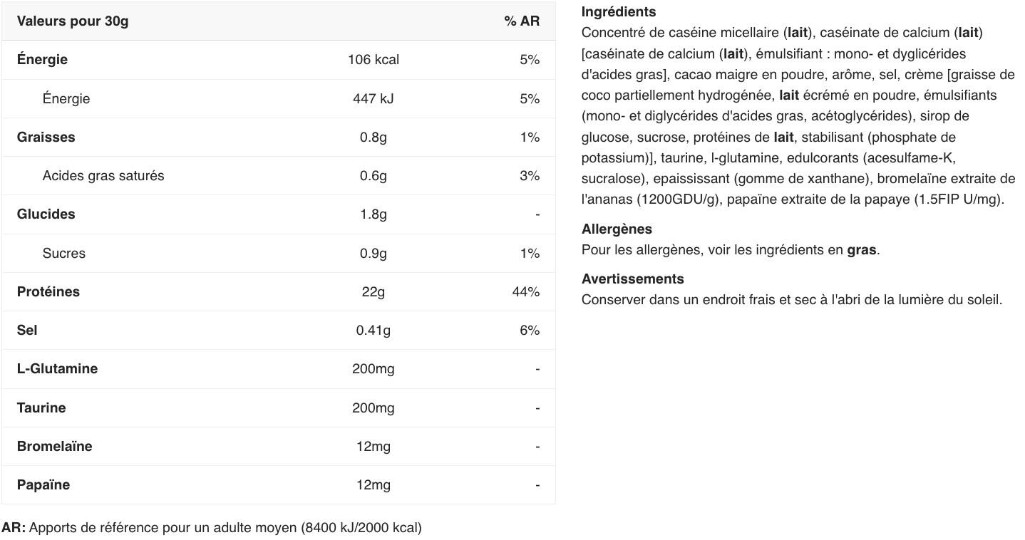 Caséine - 100% Casein Complex - Chocolat Belge 2/4