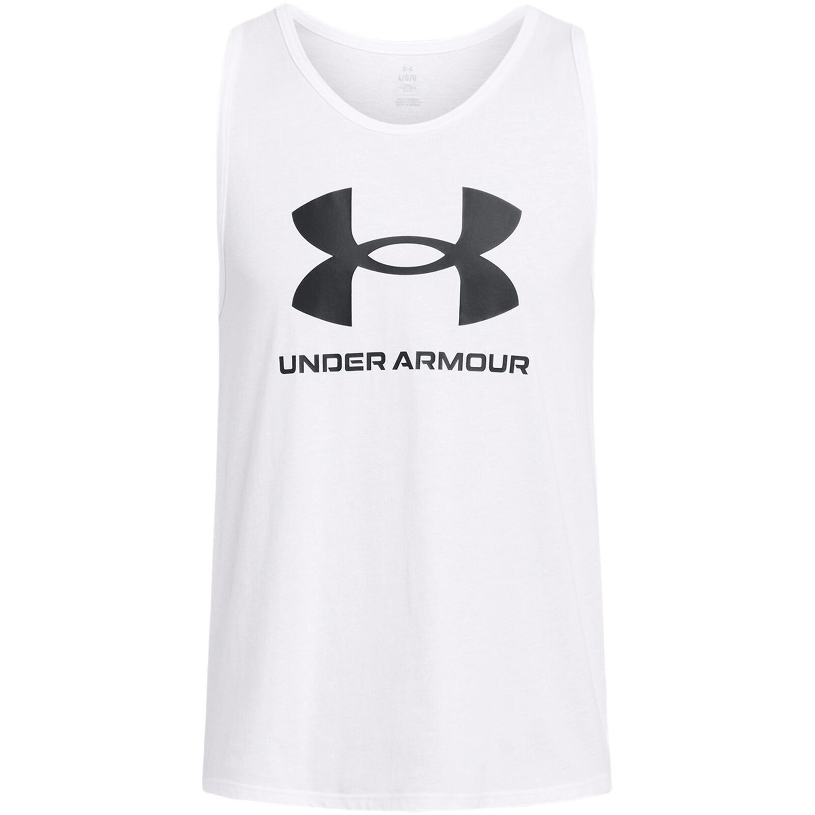 T-shirt Under Armour Sportstyle Logo Tank, Wit, Mannen 3/4