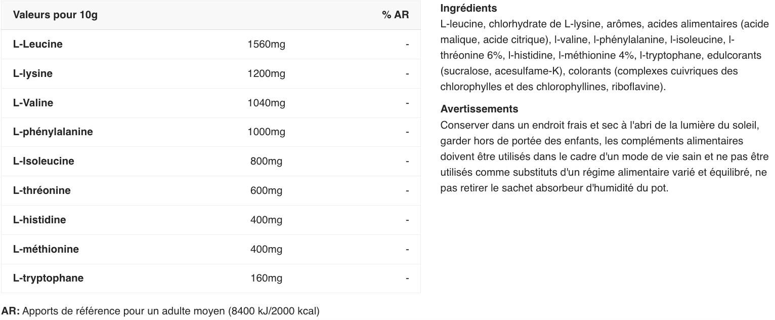 Acides aminés essentiels - EAA Xpress - Kiwi Citron Vert 400g 2/5