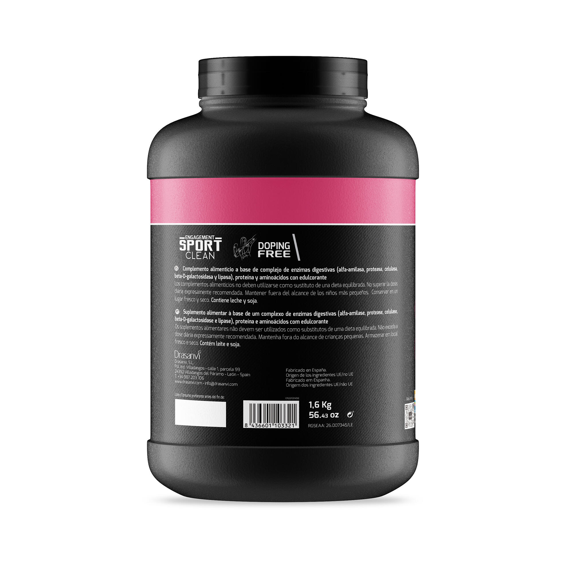 Whey Protein Isolate Sport Live - Yogur Fresa - 1,6Kg - DRASANVI 3/6