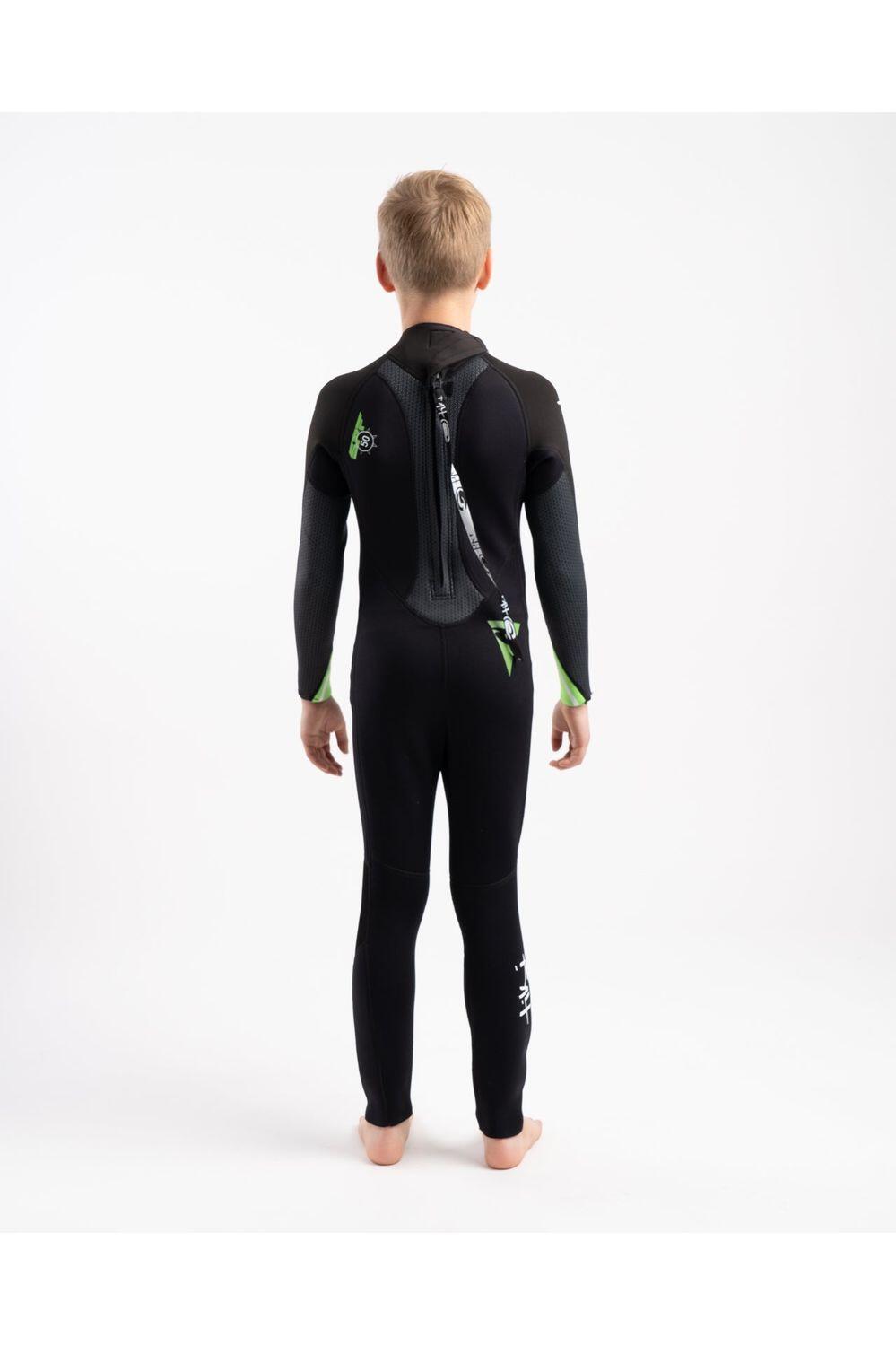 Junior Tech 3/2 F/l Steamer Back Zip Black/green 2/6