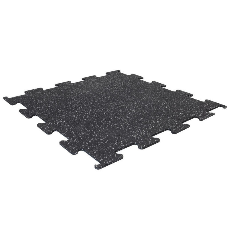 Carrelage Sol Sportif Puzzle 8mm - 100x100 cm - Noir avec Gris