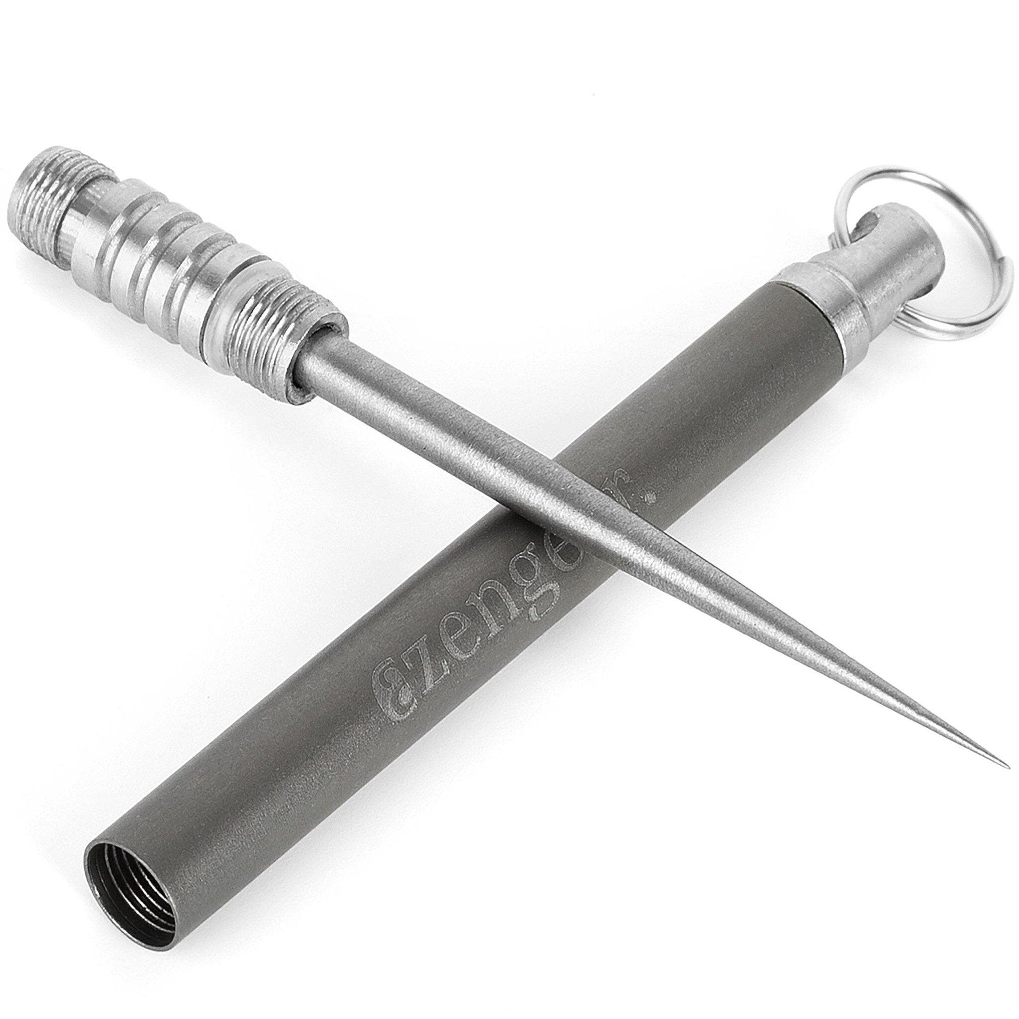 AZENGEAR Llavero de bolsillo de titanio con forma de palillo de dientes: metal, portátil