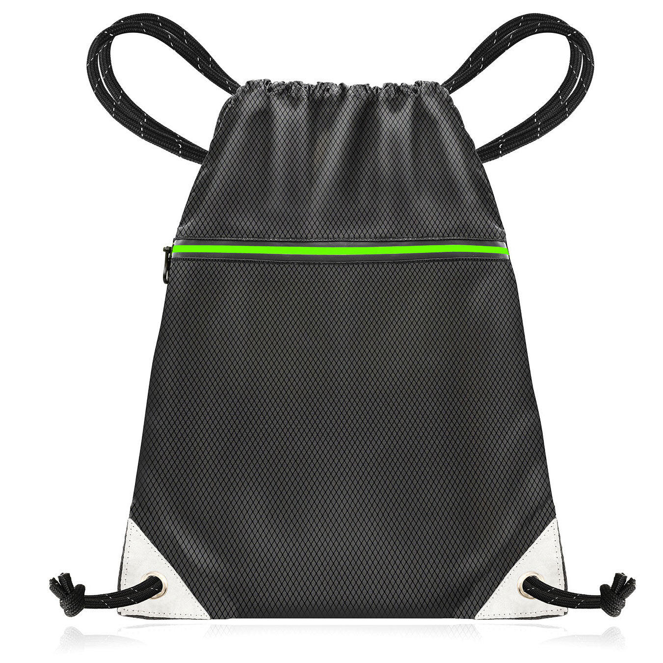 Drawstring Gym Bag Waterproof Recycled Polyester PE Swim Beach Yoga Black AZENGEAR Decathlon