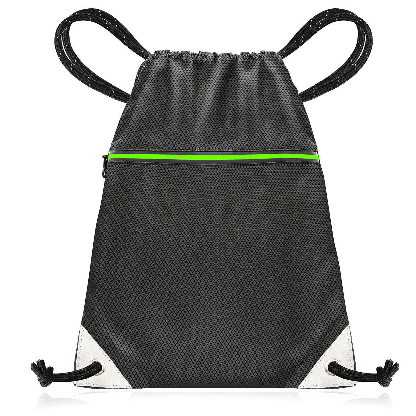 AZENGEAR Drawstring Gym Bag Waterproof Recycled Polyester PE, Swim, Beach, Yoga (Black)