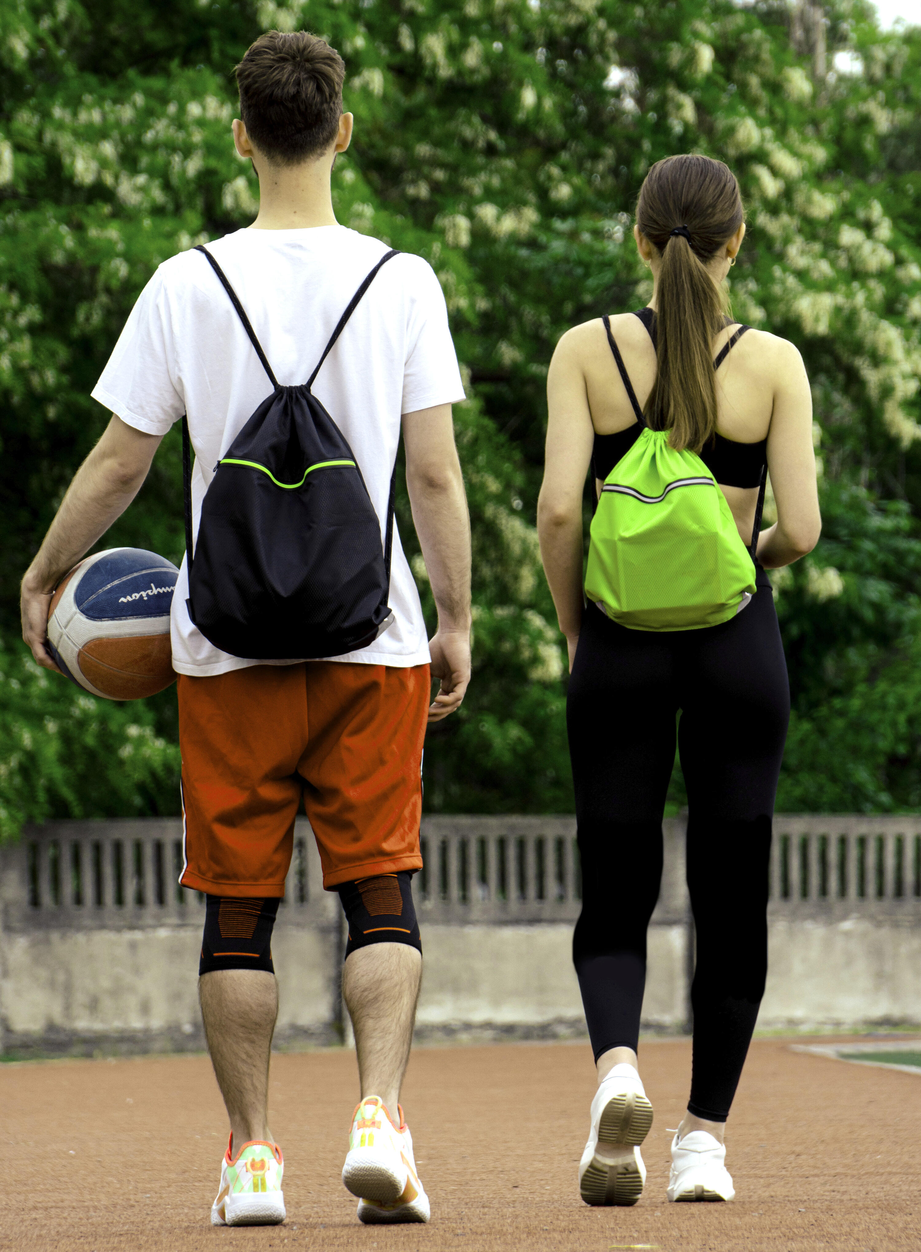 Drawstring Gym Bag for Sport, PE, Swim, Beach, Yoga, Travel (Neon Green) 3/5