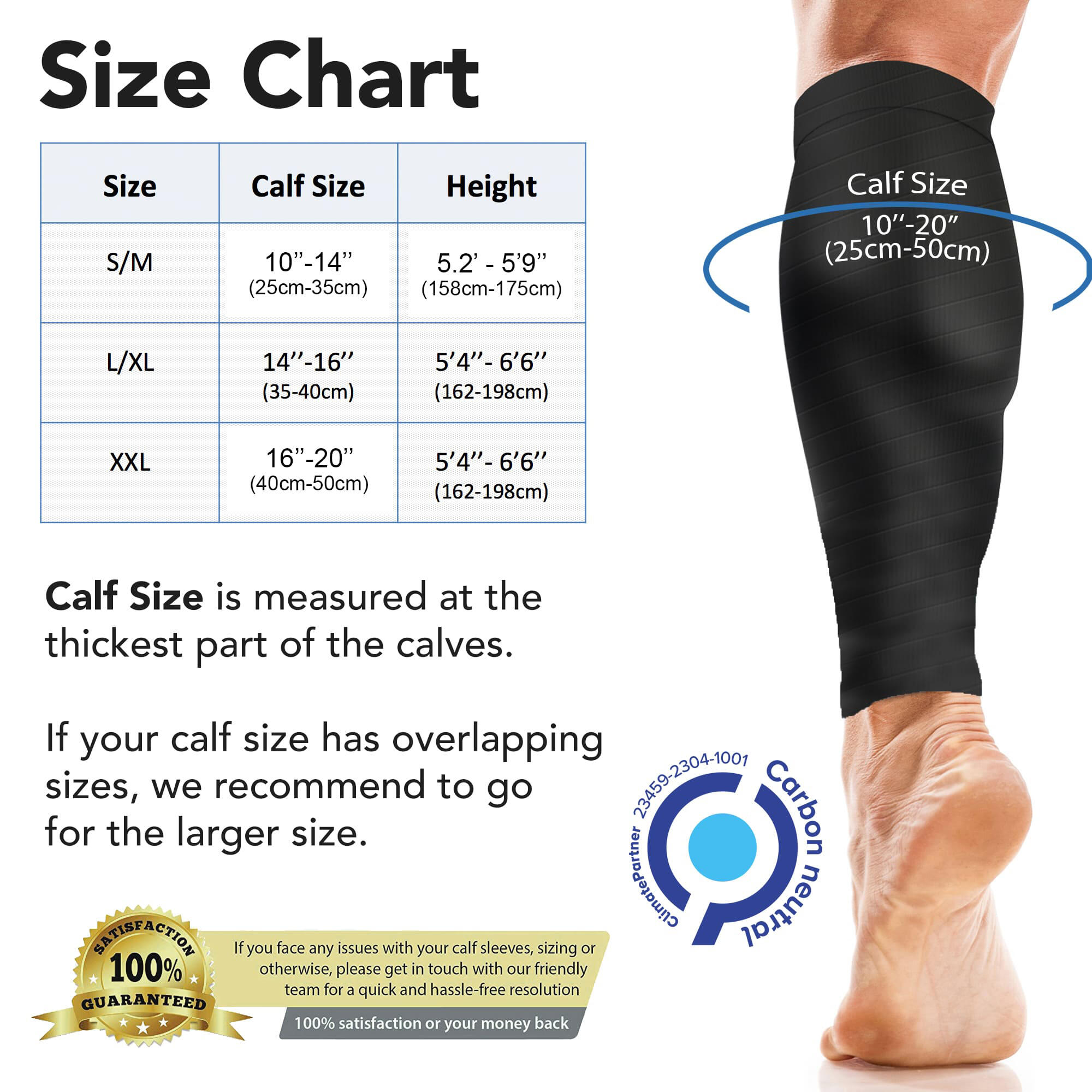 Calf Support Compression Sleeves for Shin Splints (20-30 mmHg / Class 2) (Pair) 3/8