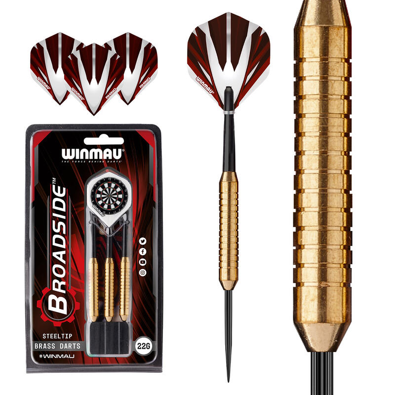 Winmau Broadside brass steeltip dartpijlen 22 gram