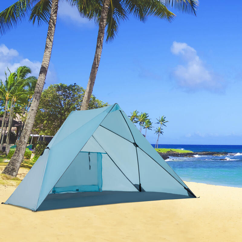 Abrigo solar de praia Portátil 2-3 Pessoas Anti UV 50+ 210x147x120cm Azul