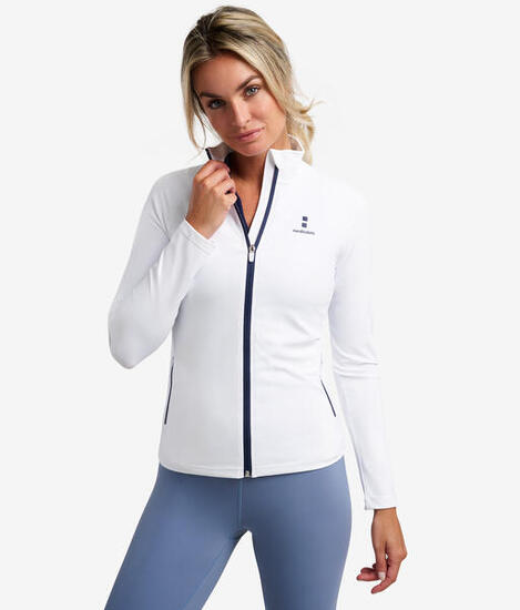 Performance Langarmshirt mit Reißverschluss Tennis/Padel Damen Marineblauer
