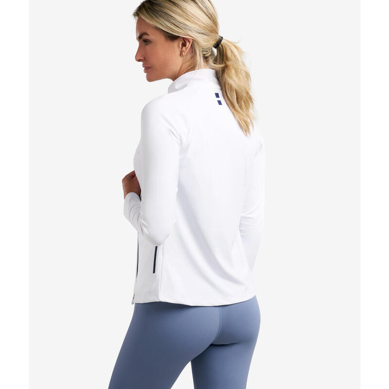 Performance Sweat Zippé Manches Longues de Tennis/Padel Femme Blanche