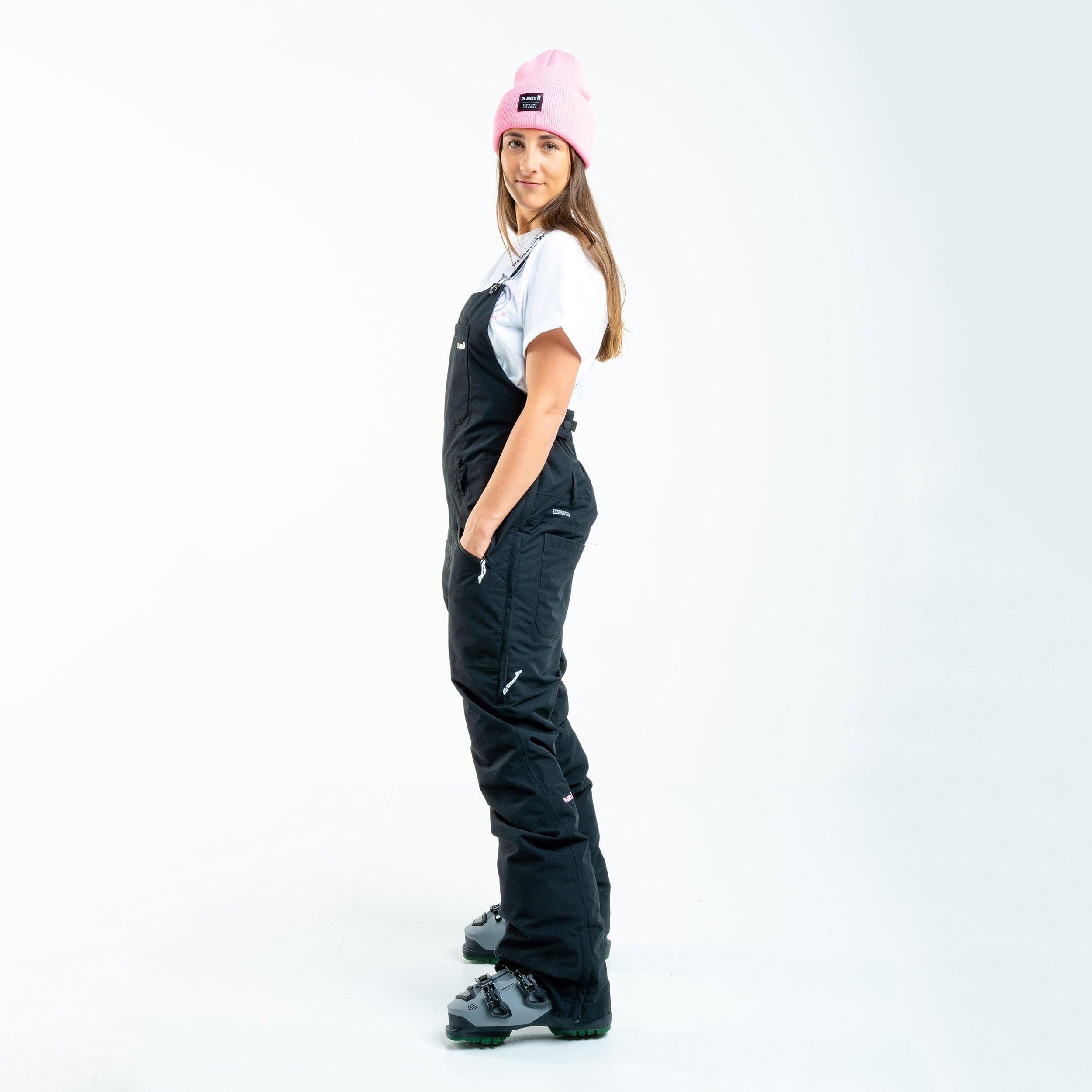 Planks Fun-Garees Women's Snowboard Bib Pants in Black Slim Fit Ski Jumpsuit 4/6