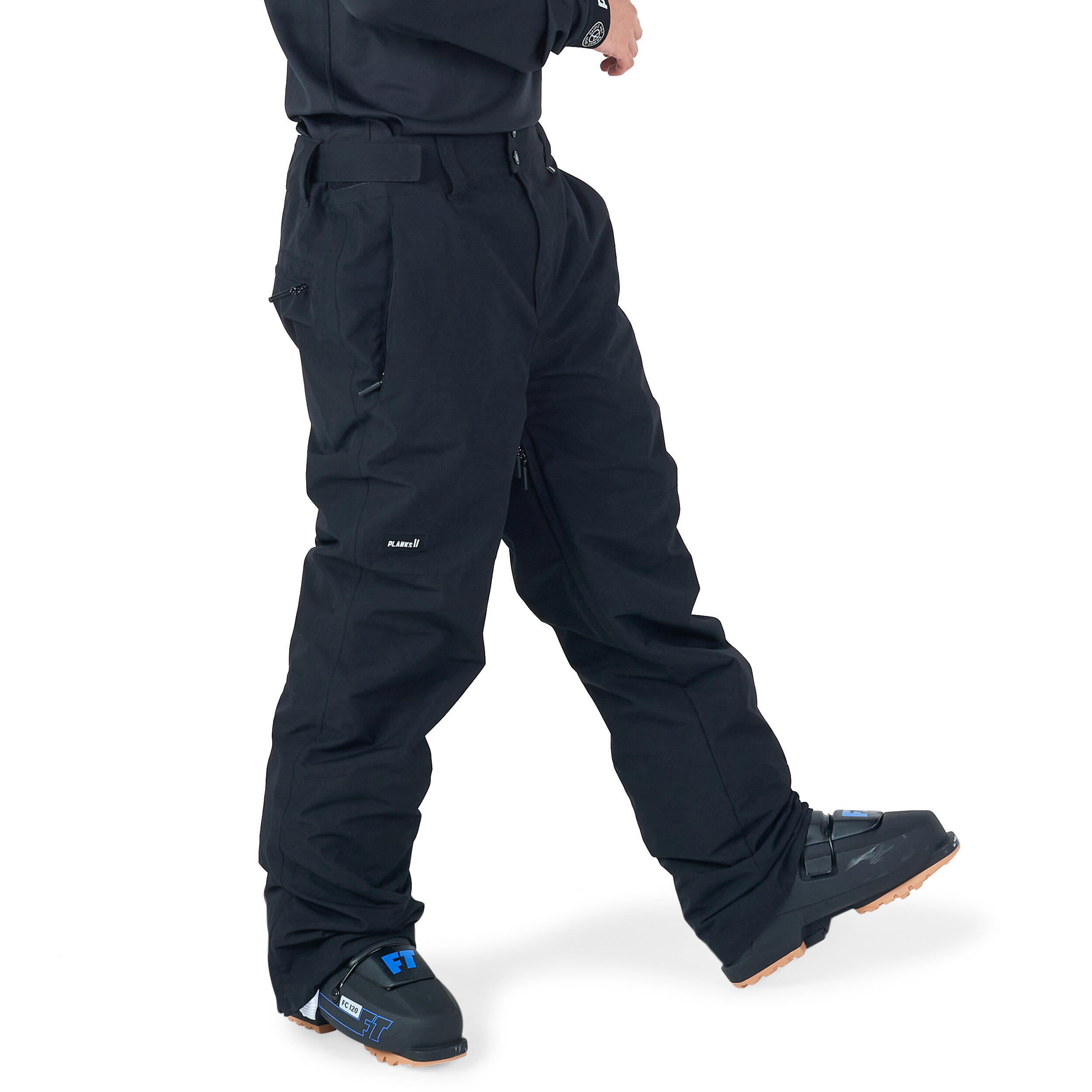 PLANKS Planks Easy Rider Men's Ski Pants in Black with Pockets - Breathable Trousers