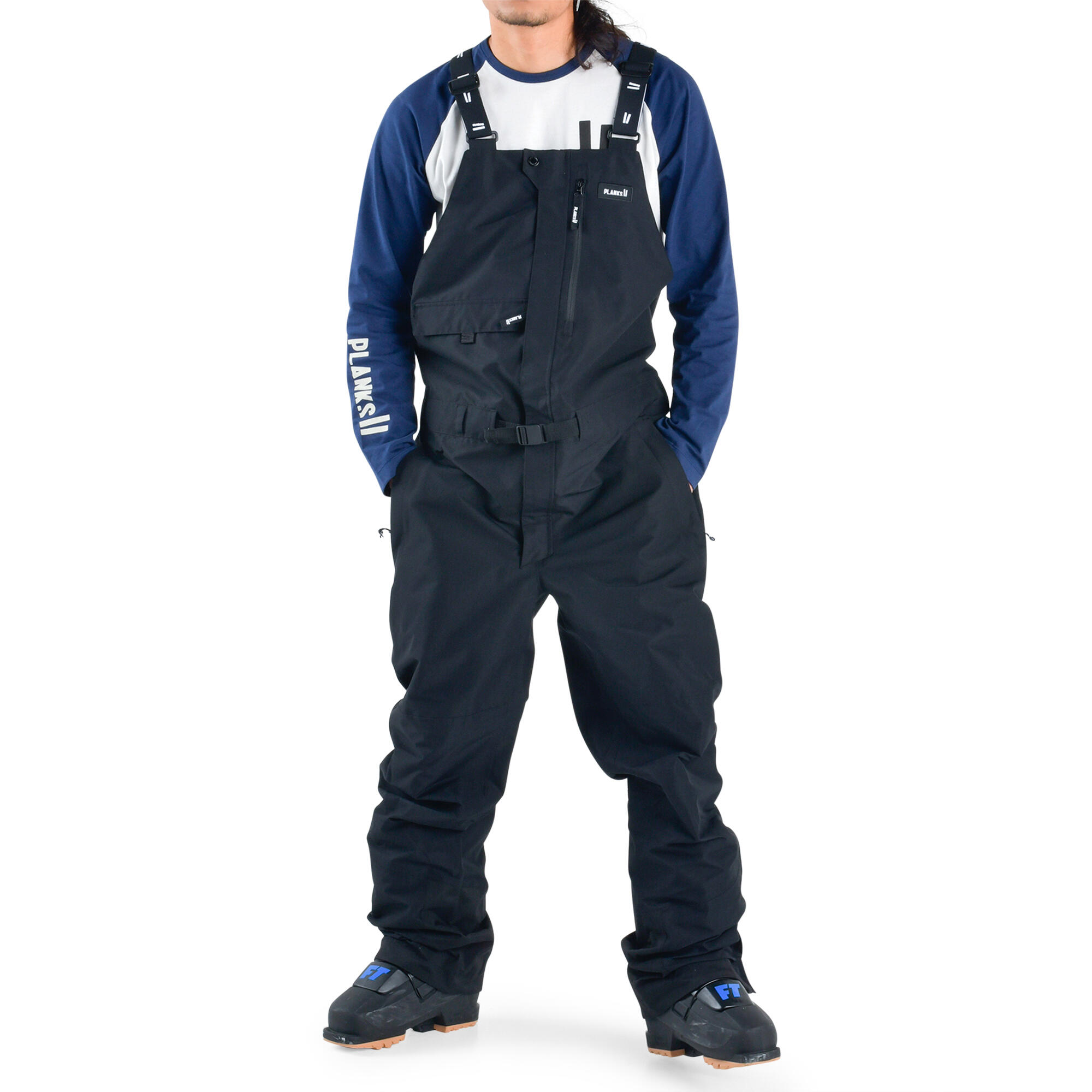 PLANKS Planks High Rider Men's Ski Bib Pants in Black Waterproof Winter Sport Jumpsuit