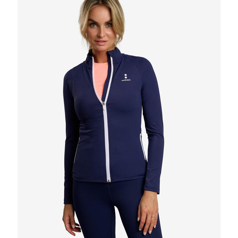 Performance Sweat Zippé Manches Longues de Tennis/Padel Femme Bleu Marine