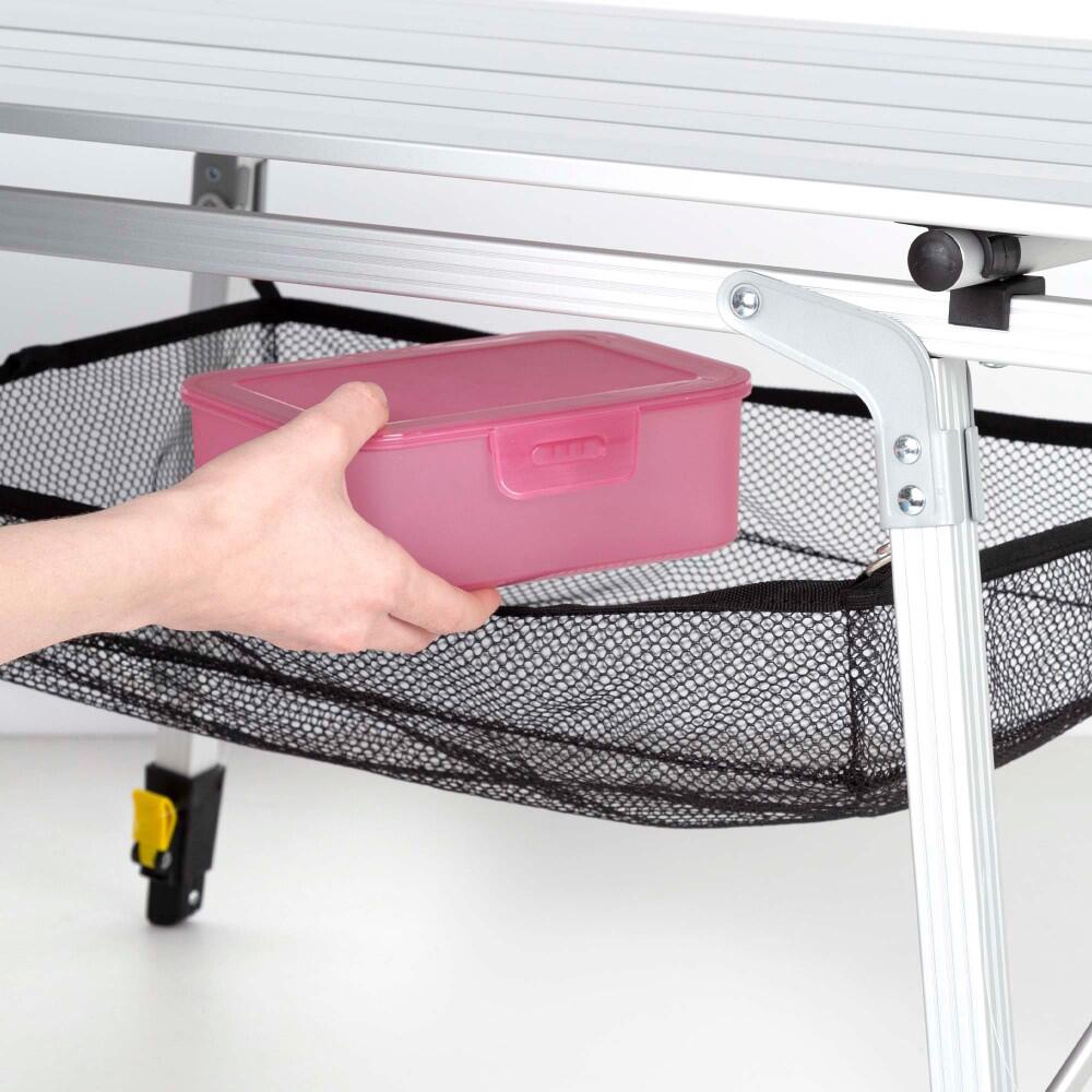 Table de camping pliante Aktive en aluminium, réglable en hauteur avec filet 3/7