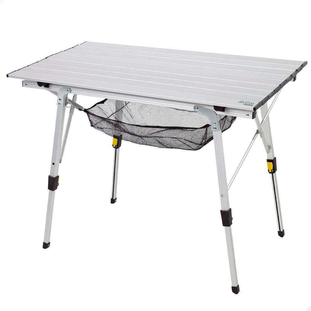 Aktive - Table De Camping Pliante Aktive En Aluminium, Réglable En Hauteur Avec Filet - Table De Biwy - Gris - Taille Unique - Decathlon