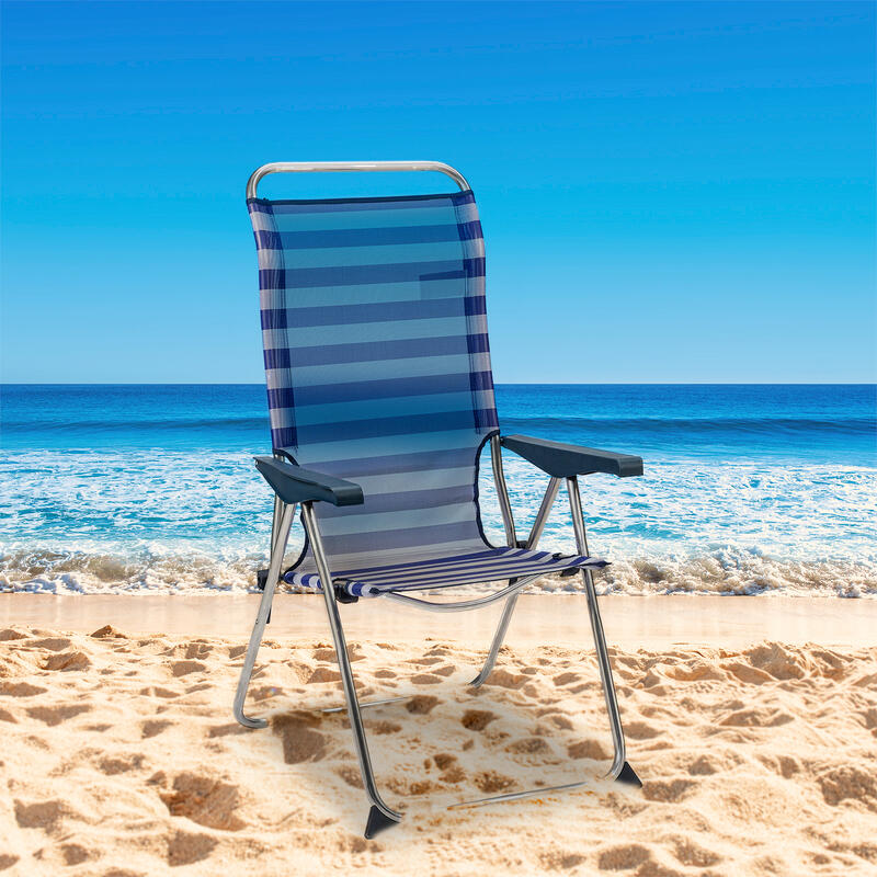 Cadeira de praia jogável Solenny 5 posições com backup anatômico 67x63x114 cm
