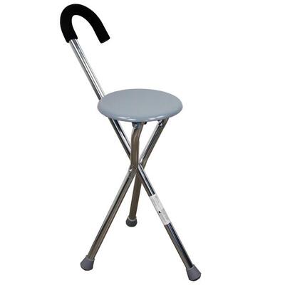 Wandelstok met opvouwbaar zitje aluminium driepoot kruk tot 90 kg