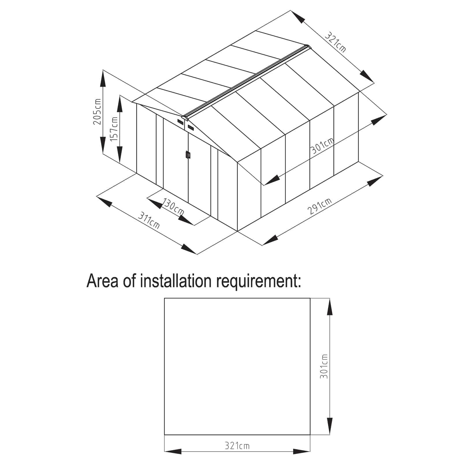Caseta Metálica Gardiun Coventry 9,66 m² Exterior 321x301x205 cm Acero Galvaniza 4/4