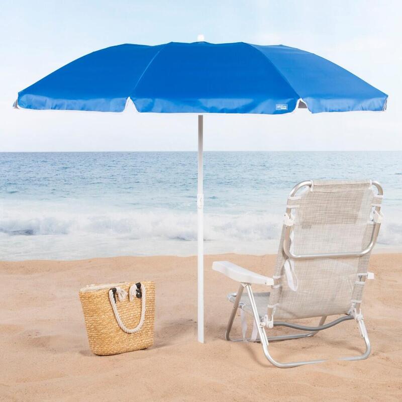 Aktive Sombrilla playa plegable compacta e inclinable 180 cm azul UV50