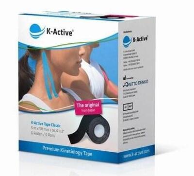 6 Rollen Kinesiotape K-Active schwarz 5cmx5m
