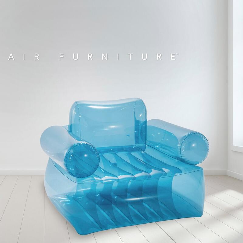 Sillón hinchable c/reposabrazos azul transparente individual 109x107x79 cm INTEX