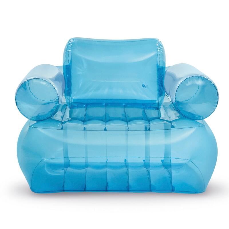 Sillón hinchable c/reposabrazos azul transparente individual 109x107x79 cm INTEX