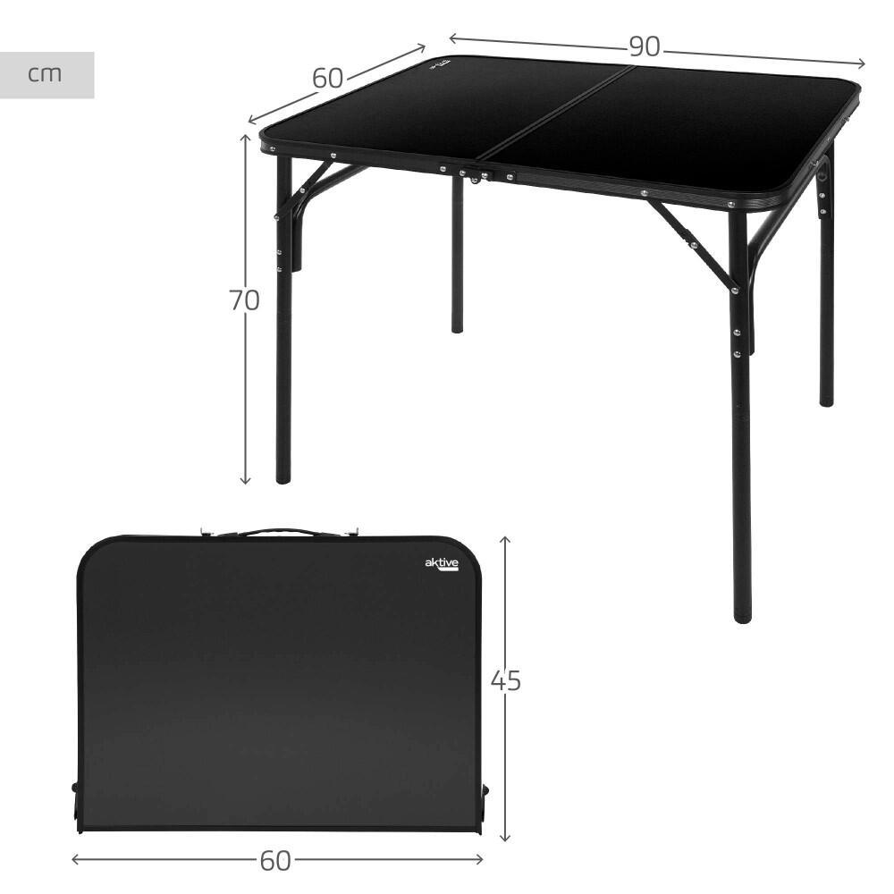 Aktive Mesa de acampamento dobrável preta antiderrapante, sistema de nivelamento 4/7