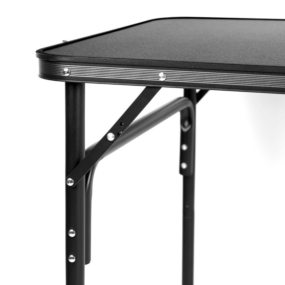 Aktive Mesa de acampamento dobrável preta antiderrapante, sistema de nivelamento 3/7