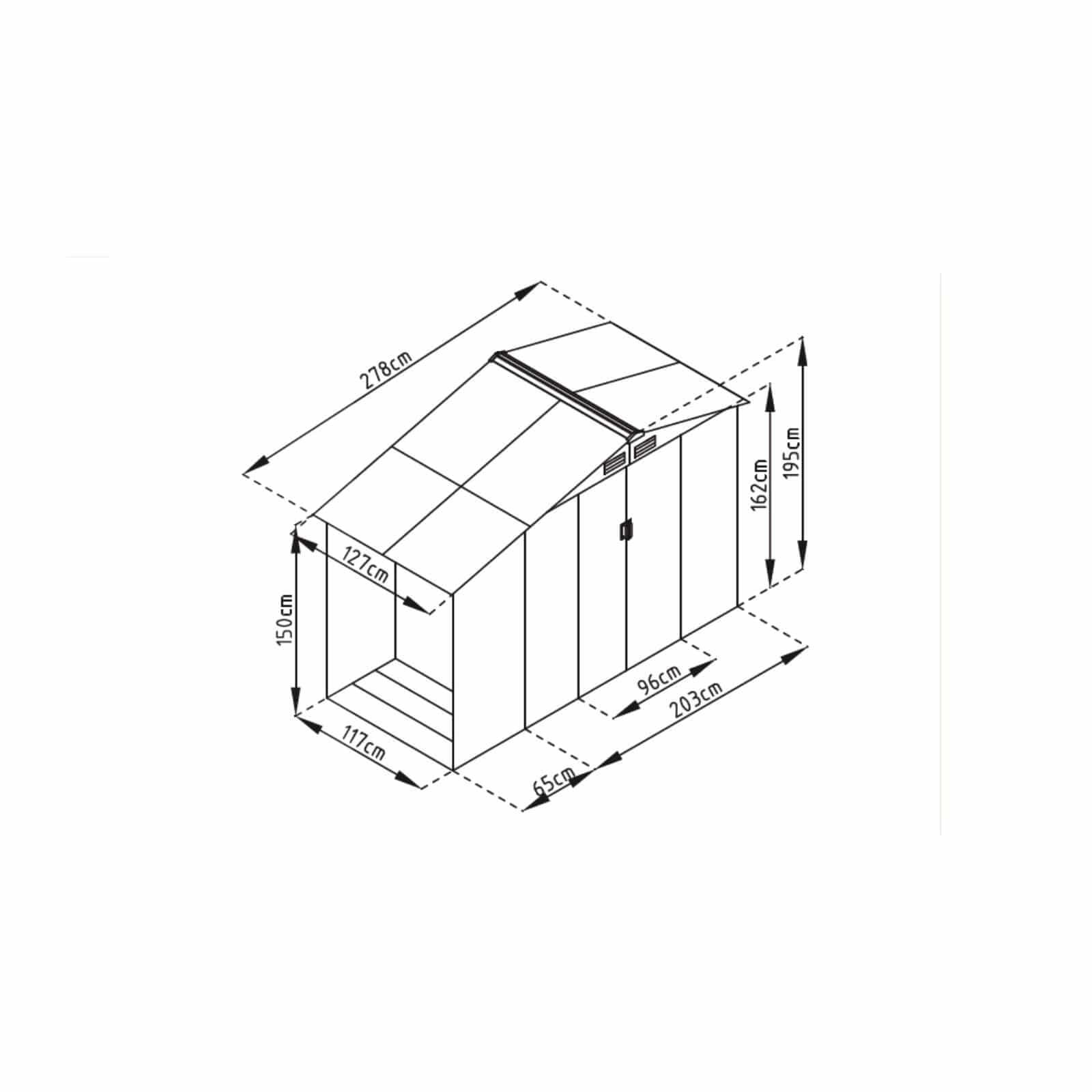 Caseta Metálica Gardiun Toronto Con Leñero 3,53 m²  278x127x195 cm 5/5