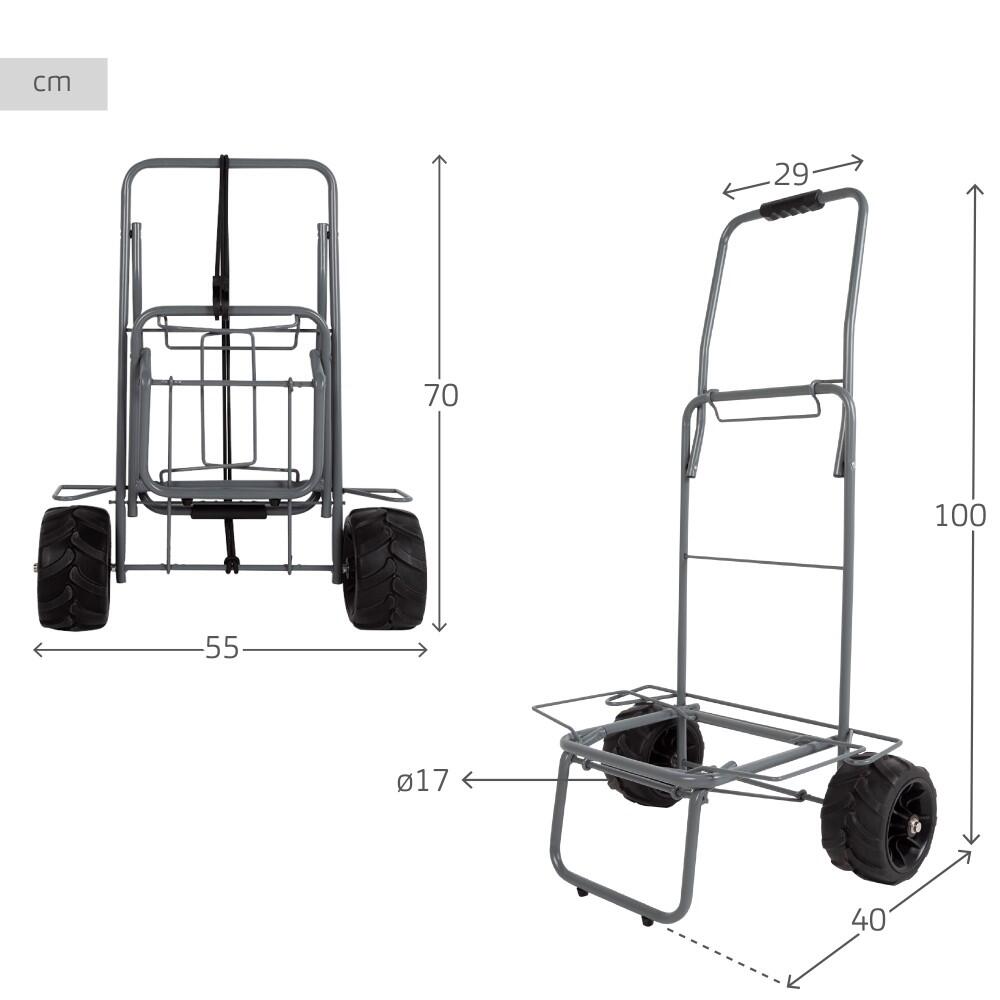 Aktive Carro playa plegable c/ruedas grandes y cuerda de sujeción 4/7
