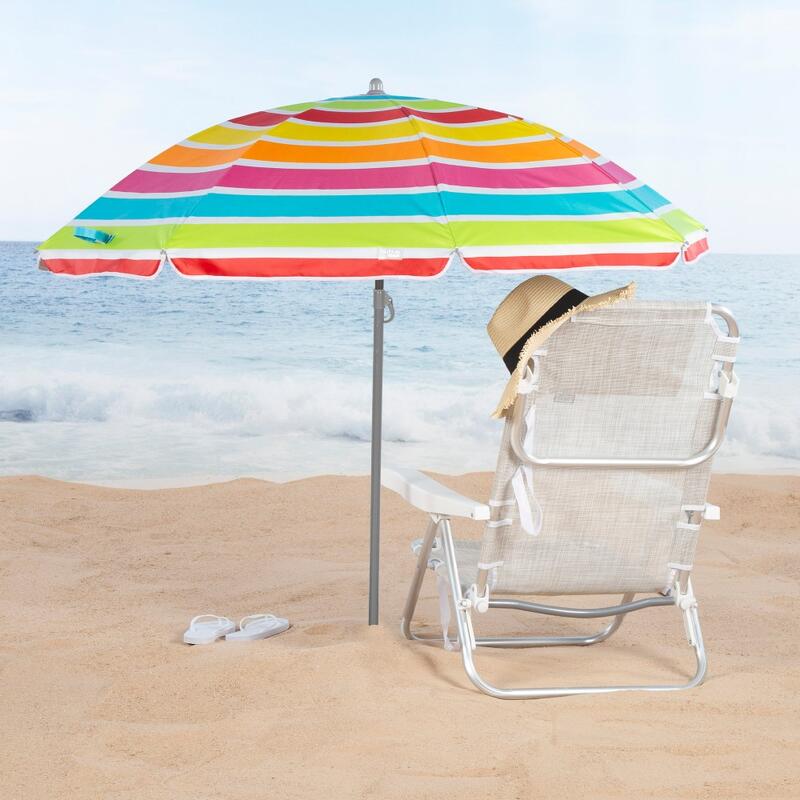 Aktive Sombrilla de playa inclinable rayas multicolor 180 cm UV50